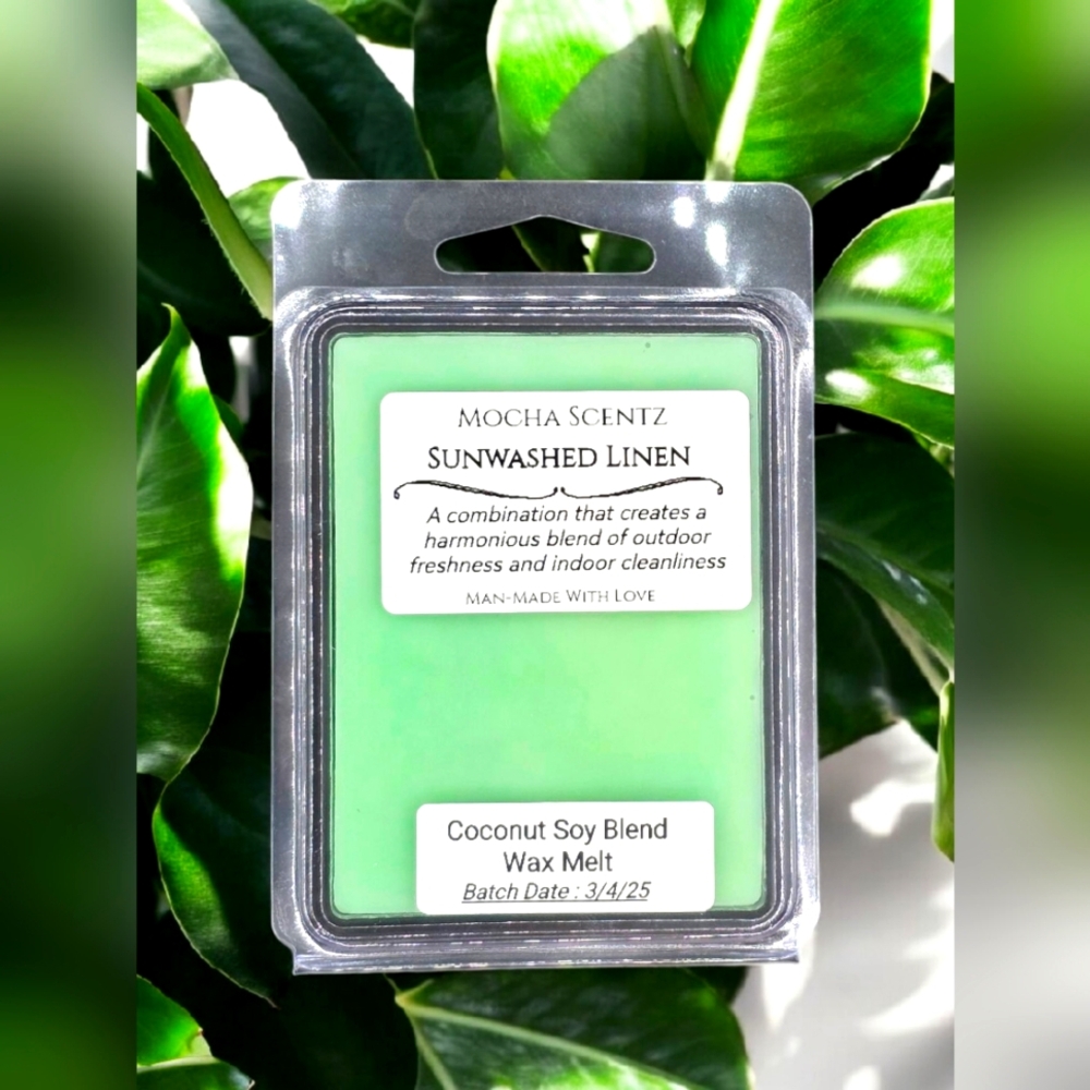Handmade 2oz Sunwashed Linen Coconut/Soy Wax Melt - Green